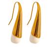 Yhpup 316l Stainless Steel Enamel Water Drop Geometric Charms Earrings Fashion Trendy Golden Texture Jewelry Women Bijoux