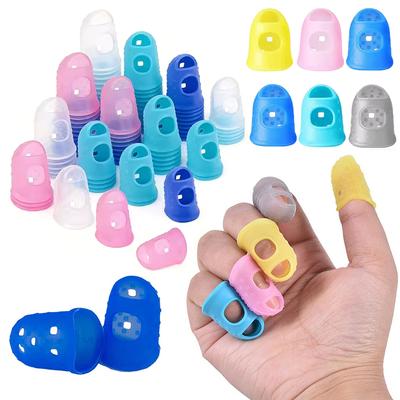 10PCS Colorful Silicone Thimbles Hollow Out Guitar Finger Protector Breathable Nonslip Fingerstall DIY Props Sewing Supplies ZYF