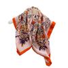 Headscarf, Scarf, Square Scarf, Silk Scarf, Shawl, Imitation Velvet, Orange Edge, Flower Pattern, Cotton and Linen Sunscreen, Scarf, Female Feeling, S