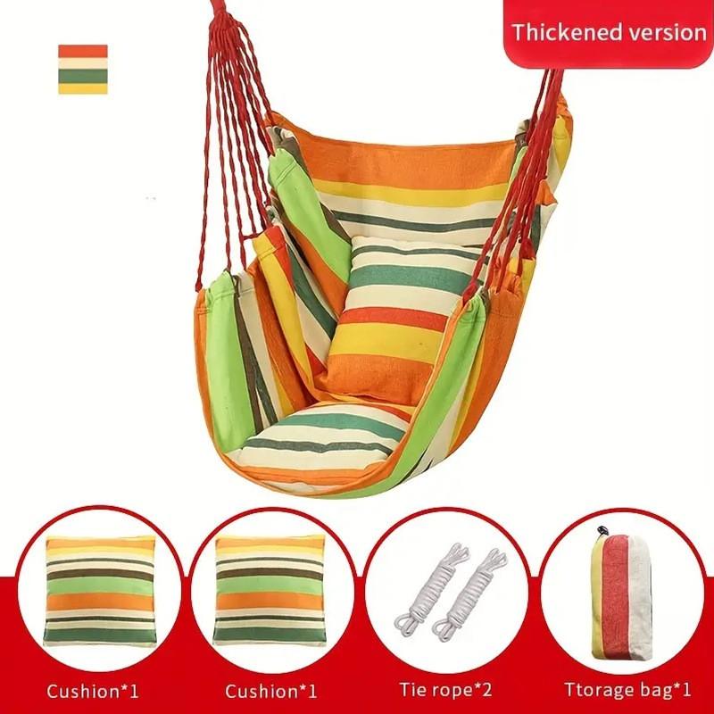 Indoor Hanging Chair Dorm Room College Student Relaxation Swing Seat With Cushions Cotton Fabric Max 200lbs