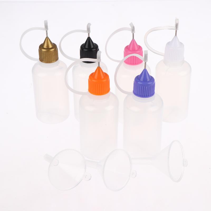 1 Set Klarplastik-Squeeze-Flaschen mit Nadelspitze und sicheren Deckeln für Klebstoff, Bastelmaterialien, Gewürze und Flüssigkeitsaufbewahrung