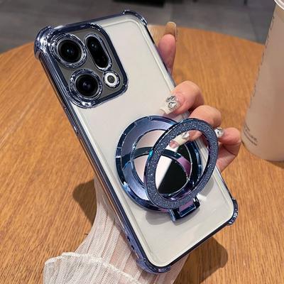 Phone Case For Redmi 15C 14C 13C 13X 12 12C 10A 10C 9A 9C A2 A3 A5 Flash Mirror Magnetic Bracket Shock Absorbing Soft Silicone