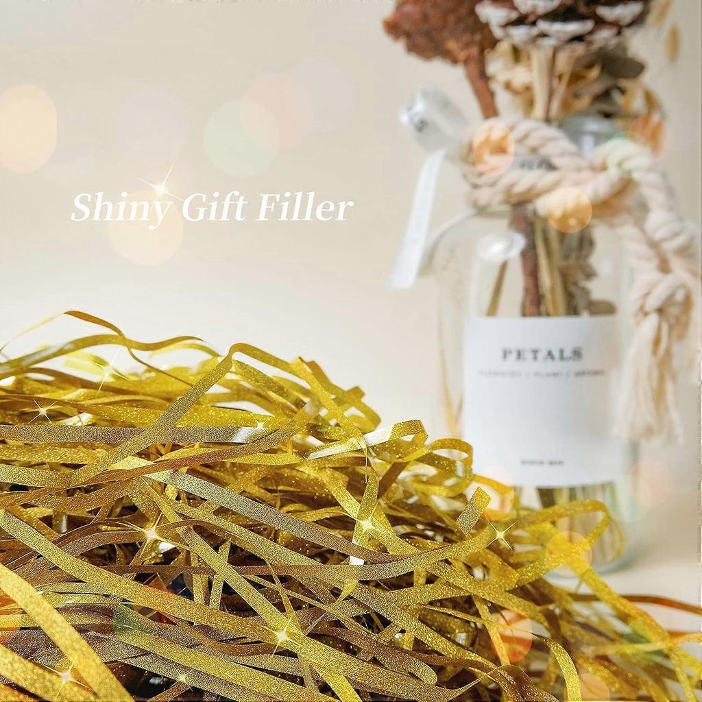 500g gold shredded fabric, shiny gold raffia, decorative basket filler, shredded fabric for gift box, party supplies