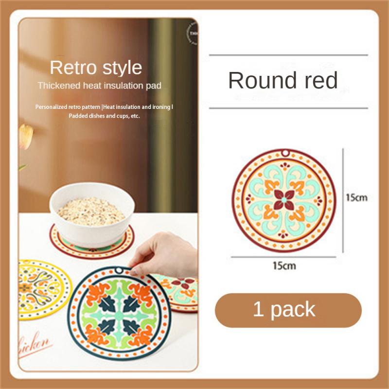 Natural Cork Round Cup Mat Drink Coasters Heat Insulation Patterned Pot Holder Mats For Coffee Table Tabletop Kitchen Tools
