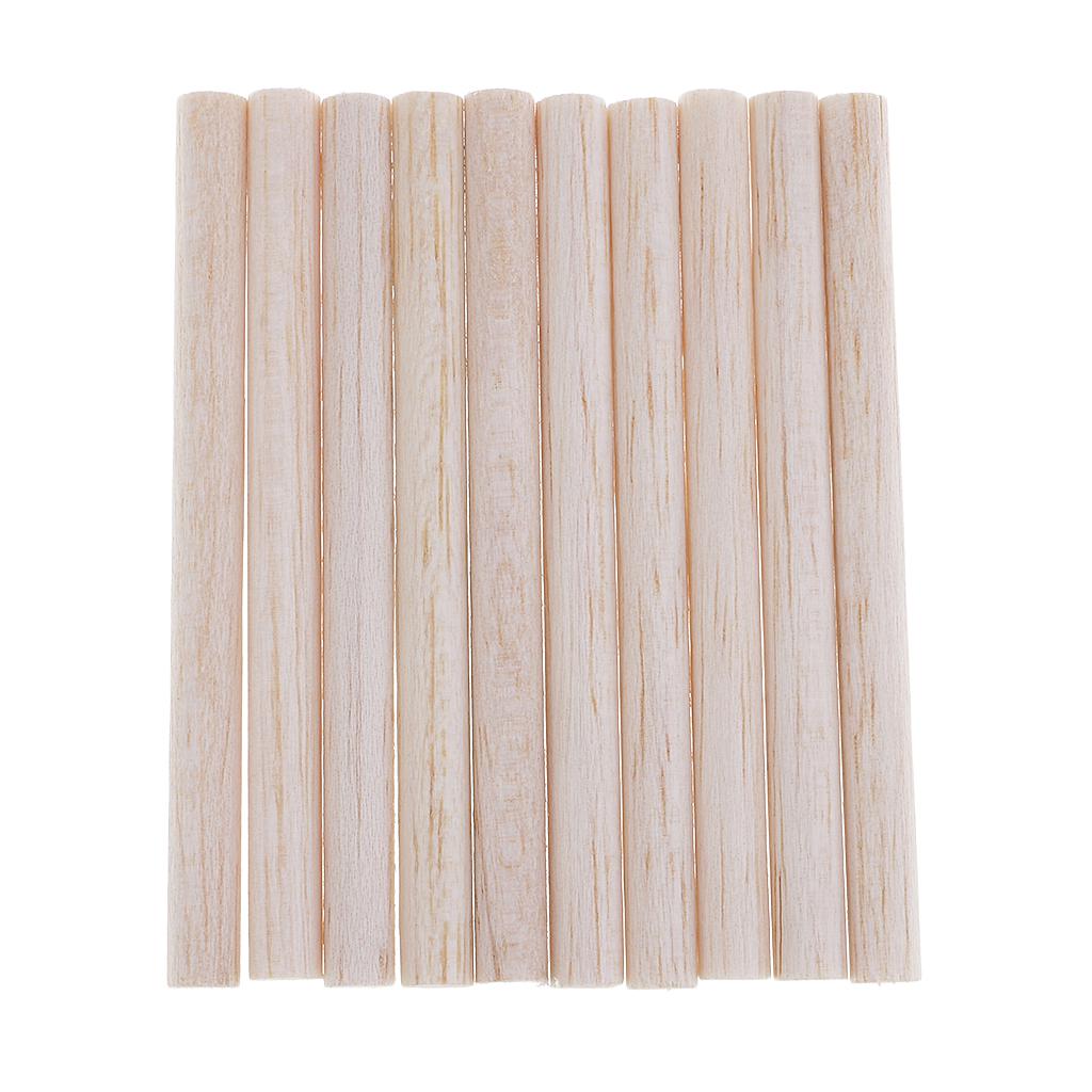10 Pieces Balsa Wood Unfinished Round Stick Dowel Rod DIY Craft 150mm