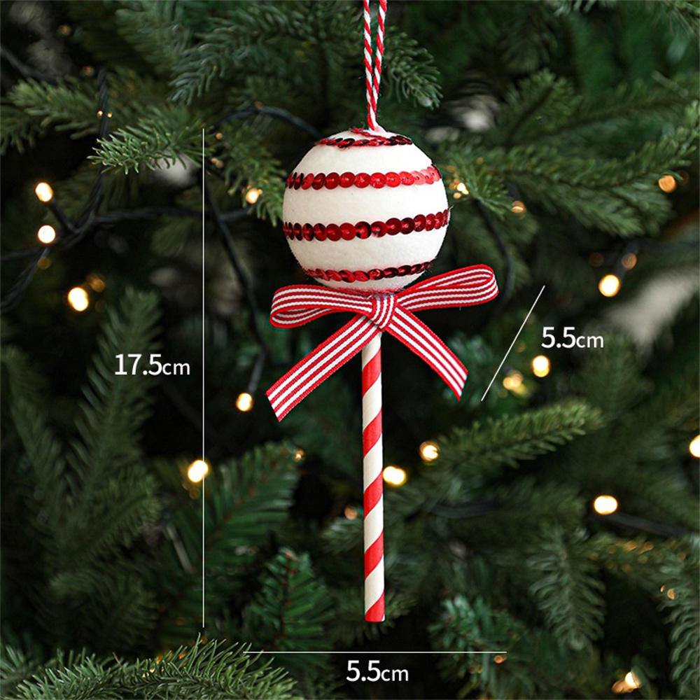 

Christmas Tree Supplies Red Flocking Pendant Bow Wreath Candy Cane Elk Butterfly Hanging Ornament Xmas New Year Party Home Decor