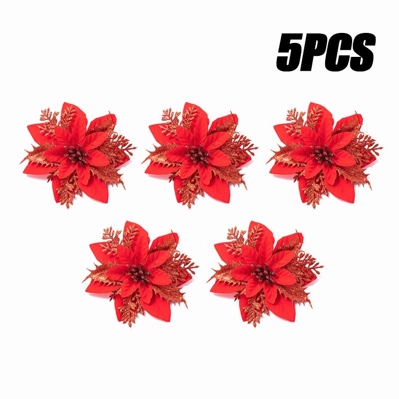 20PCS Four Color Flowers Christmas Flower Christmas Tree Decorations Christmas Wreath Decoration Christmas Decorations