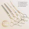 Fenice Professional 6.5/7 Ίντσες JP440C Μακαρόν Πολύχρωμο Ευθεία Κοπής Καμπυλωτό Αραιώματος Ψαλίδι 4 τεμ. Σετ Ψαλίδια Καλλωπισμού Κατοικίδιων
