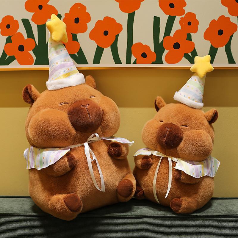 Süßeres Capybara Plüschtier mit Stern-Geburtstagshut für Kinder Sammler