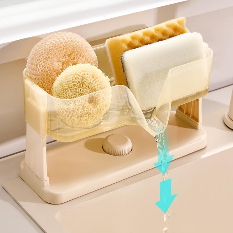 Kitchen Suction Cup Sink Drain Shelf Sponge Wipe Soap Scrub Countertop Storage Rack No Punching Shelf