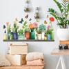 Creative Succulent Flower and Green Plant Potted Plants and Butterfly Study and Bathroom Wall Background Decoration Stickers