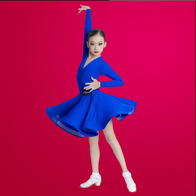 

Дитячий костюм для латиноамериканських танців, танцювальний костюм для дівчинки, дитячий тренувальний костюм, суцільний костюм з коротким рукавом для латиноамериканських танців для дівчинки 150