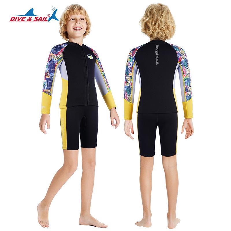 DIVE&SAIL Kids' 2.5MM Split Wetsuit: Warm, Cold-Resistant for Diving, Snorkeling, Swimming & Surfing.