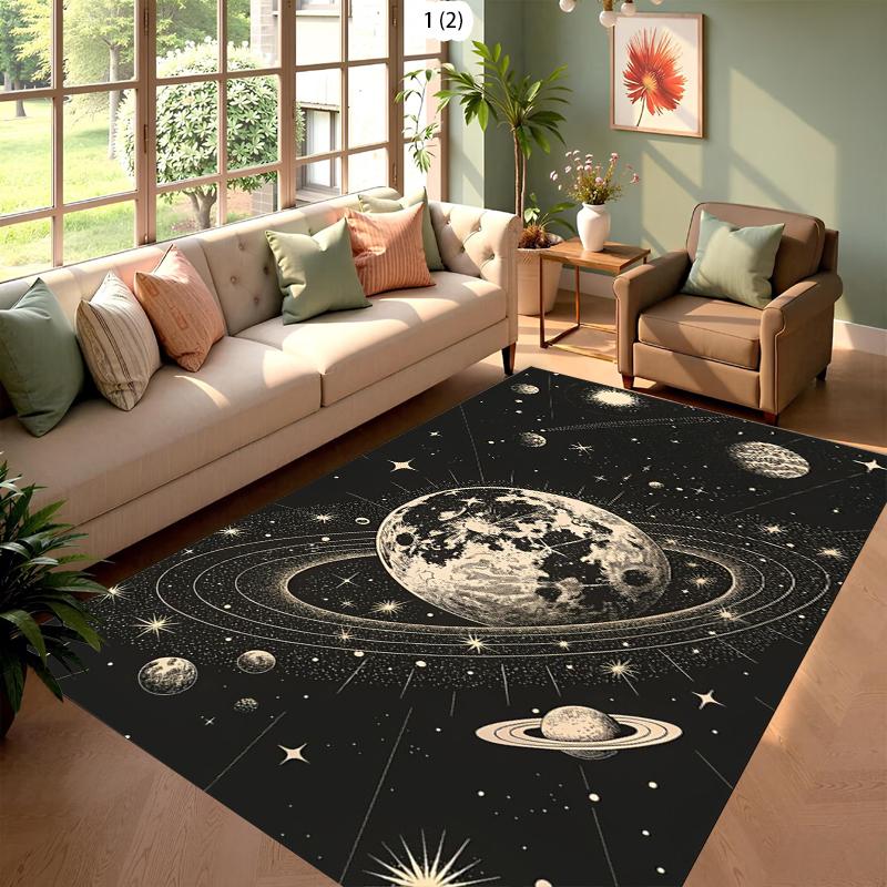 Vintage Space Planet Area Rug Carpet Altar for Living Room Gothic Decor Sofa Table Area Rug Bathroom Doormat Anti-slip Floor Mat