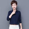 Women's Long Sleeve White Workwear Shirt with Turn-Down Collar