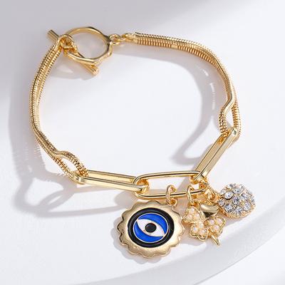 European and American Fashion All-match Geometric Devil's Eye Oil Drop Pendant OT Buckle Bracelet