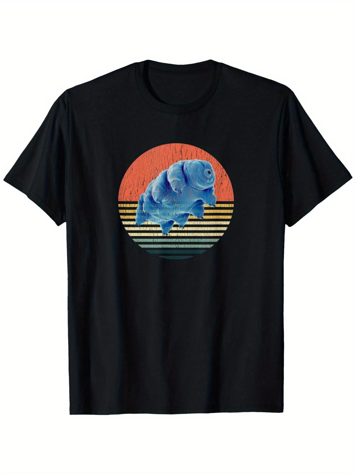 Vintage Retro Water Bear Graphic T-Shirt - 100% Cotton Loose Fit Unisex Tee wi S