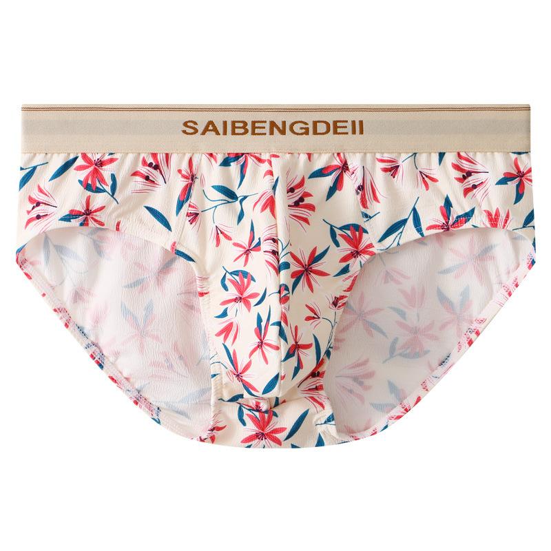 

Мужское нижнее белье из чистого хлопка, дышащие трусы, розовое, милое, с цветочным принтом, сексуальное 2XL бежевый