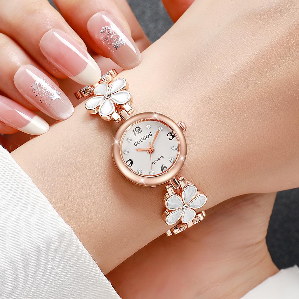 Fashion Flower Bracelet Strap Women Watches Ladies Diamond Arabic Numeral Dial Wristwatches Reloj Mujer