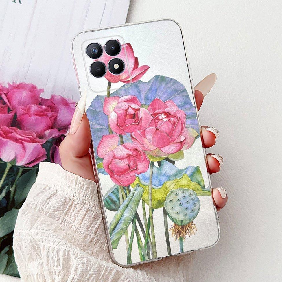 Clear Cover For Realme 8i Case RMX3151 Luxury Butterfly Love Flowers Cool Painted Phone Case For Realme Narzo 50 RMX3286 Cover