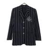90s Made In Japan Old Striped Embroidery Tailored Jacket Navy Golf Women Used