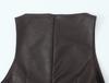 2025 Herbst/Winter Europäisches Damen-Leder-Ärmelloses Kleid mit Taillenraffung
