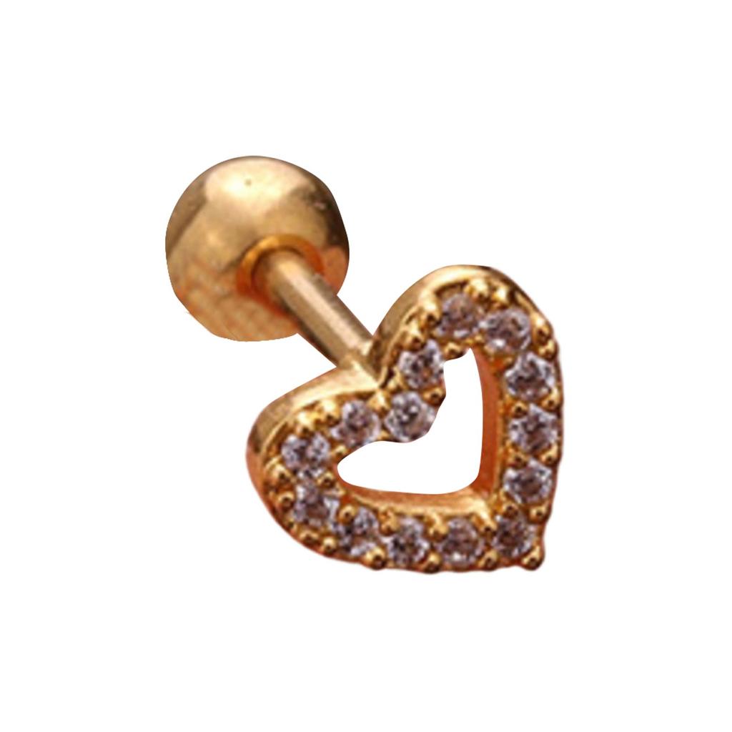 Titanium Steel & Stainless Steel Post Crown Ear Studs With Micro-Pavé Zircon - Screw-Back Ball Fashion Earrings For Western Piercing Jewelry