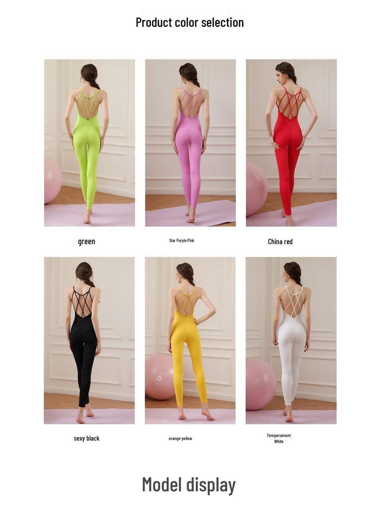 Boyang Damen Glitzernder Rückenfreier Aerial Yoga Jumpsuit - Herbst/Winter Stil