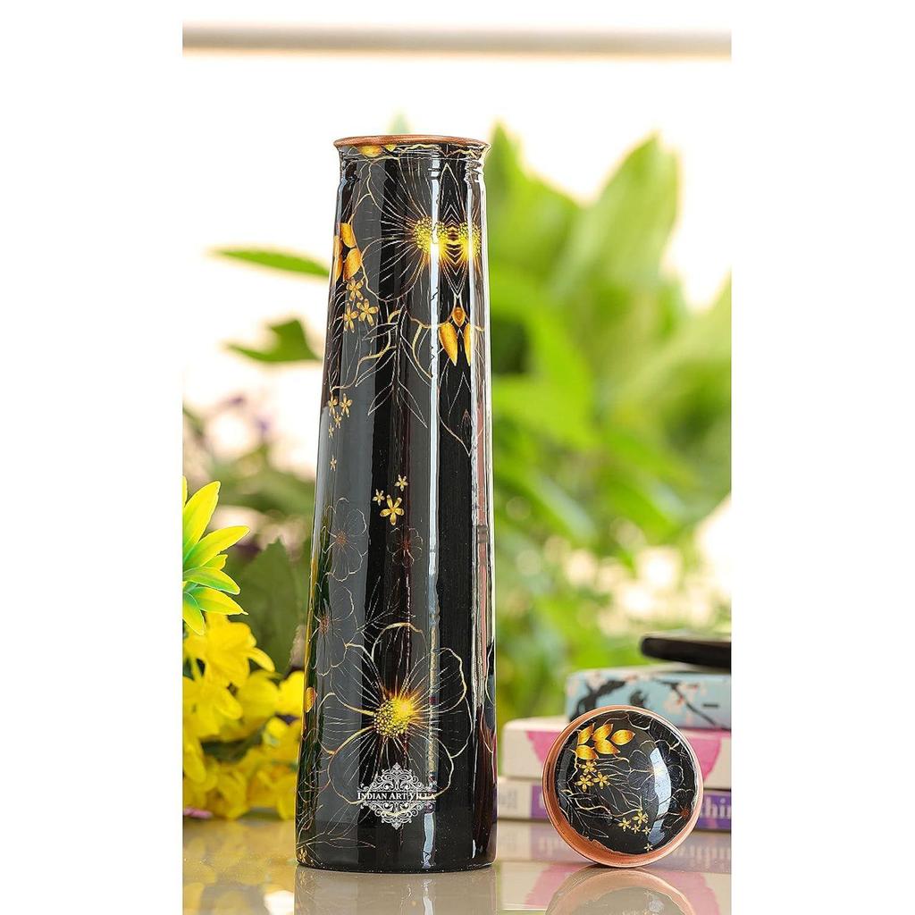 Copper Tube Slim Bottle In Black Floral Print, Volume - 750 ML, Pack of 1