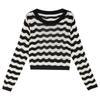 Women's Spring Korean-style Short Striped Sun Protection Knit Top Cover-up Blouse