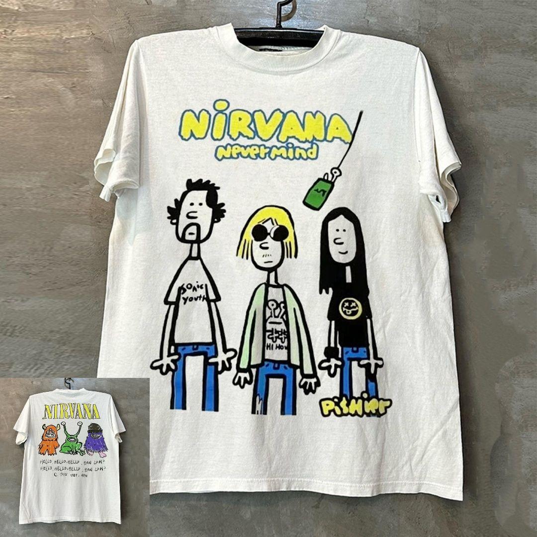 

Хлопковая футболка унисекс с принтом Nirvana в стиле Y2k Hiphop, графическая футболка унисекс с круглым вырезом и коротким рукавом, уличная одежда, женская футболка S