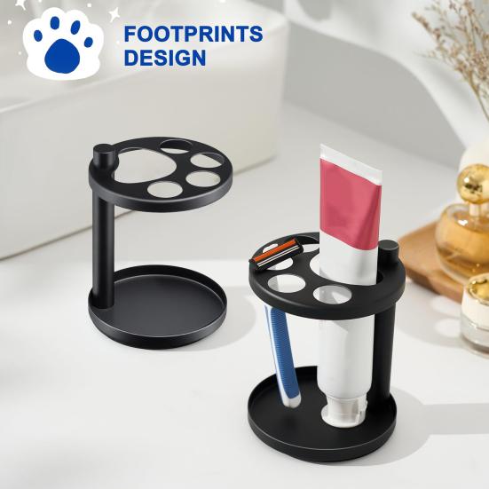 Toothbrush Toothpaste Holder Stainless Steel Construction Heavy Anti-Slip Base Open Design Toothbrush Rack with 4 Slots Design