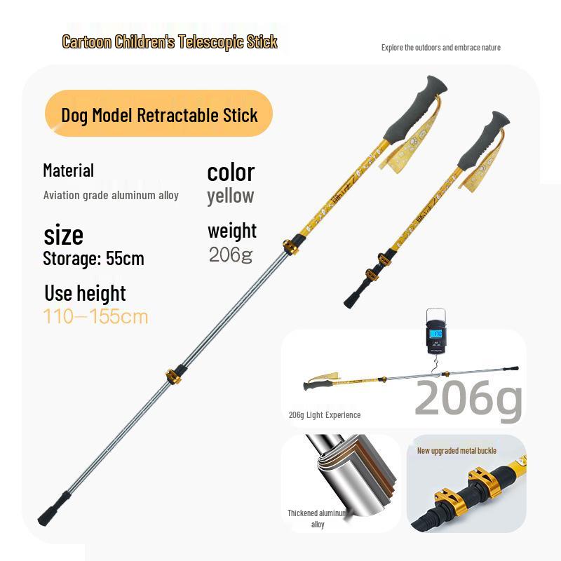 Children's Portable Aluminum Trekking Poles: Ultralight, Retractable, Folding Walking Sticks for Outdoor Adventures