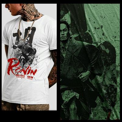 Samurai T-shirt Japanese Warrior Bushido Code Japan Kanji Ronin Sword XL White