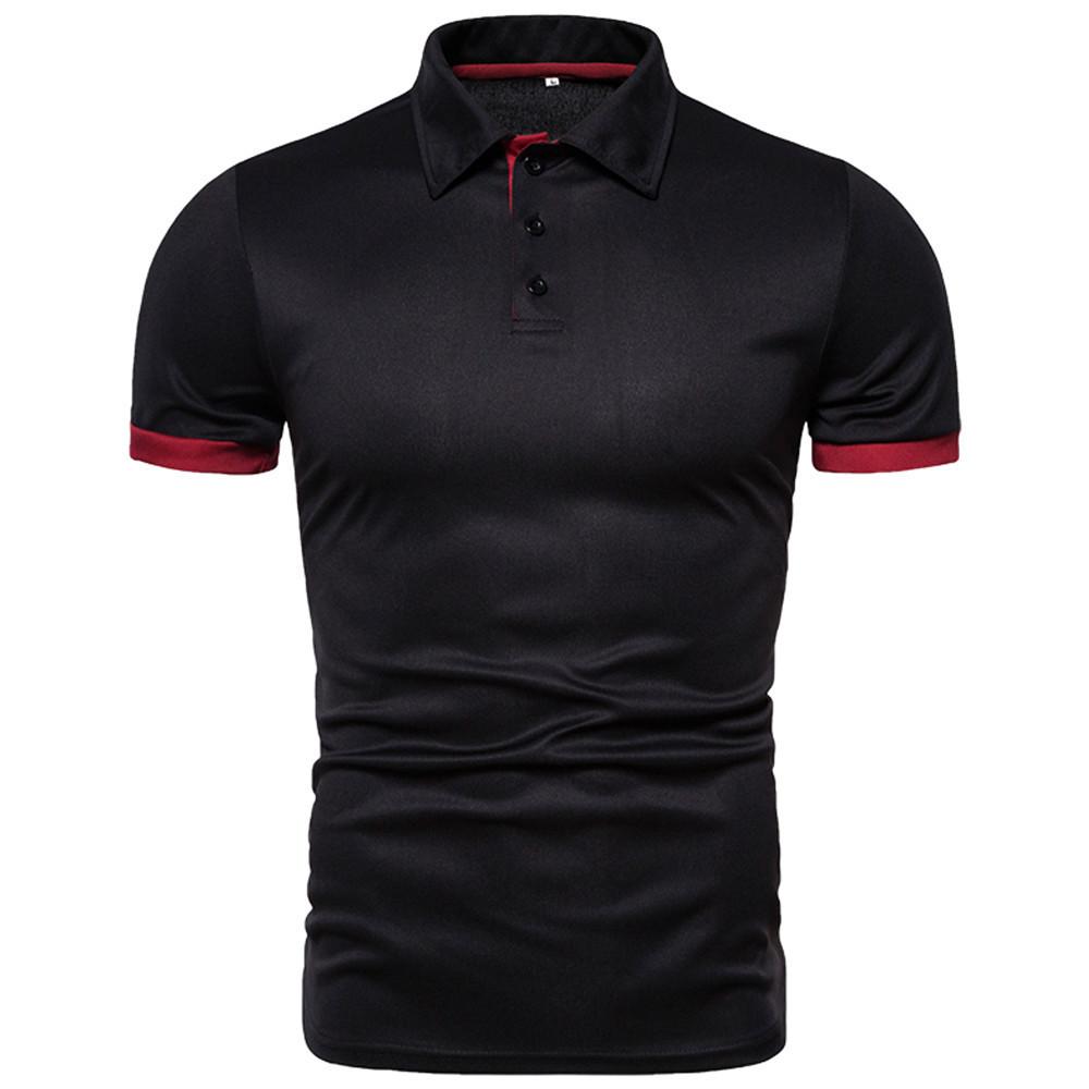 Men's Short Sleeve Polo Shirt Lapel Collar Solid Golf Clothing Men Casual Button Polo Shirts