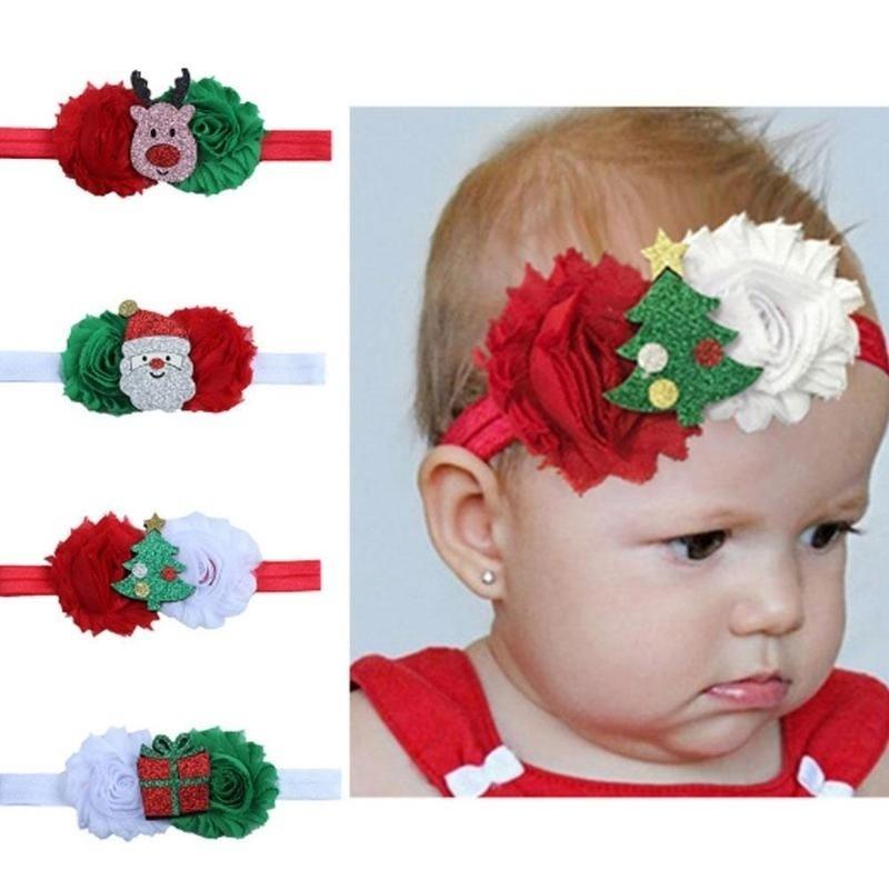 

2 шт./компл., шифоновая повязка на голову с цветком для девочек, реквизит для фотосъемки новорожденных, повязка на голову для младенцев, детские рождественские аксессуары для волос, случайная поставка