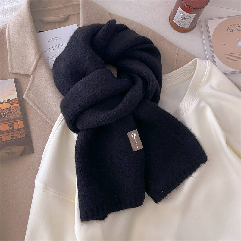 New solid color scarf women's winter thickened imitation cashmere shawl couple warm scarf versatile