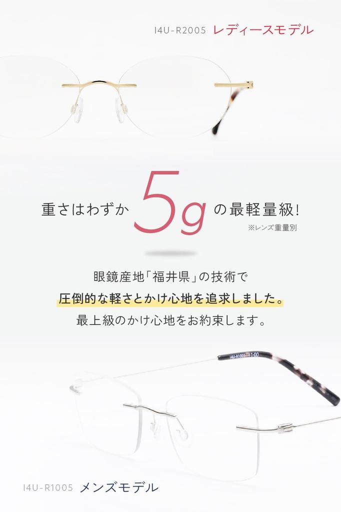 Reading Glasses Borderless Ultra Light Two Point Reading Glasses Blue Light Cut Black Matte [eyeforyou] I4U-R1001 +1.00