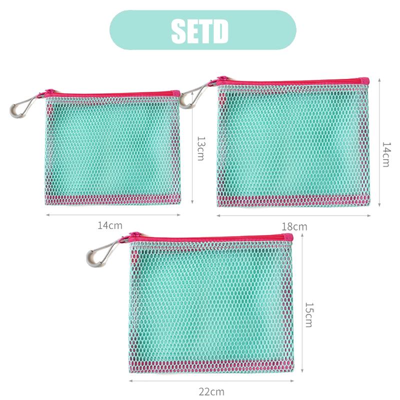 Bunte Netztasche mit doppeltem Reißverschluss, doppellagiges tragbares Münzfach, quadratisches Netz-Münzfach, Reiseaufbewahrungs-Tragetasche