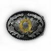 Western Cowboy Ethnic-Style Oval Belt Buckle - English Letters & Tang Grass Pattern Alloy