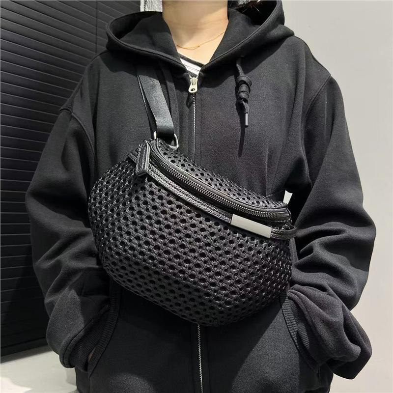 Women S Lightweight Mesh Oblique Span Bag Simple Versatile Portable Multi-Compartment Shoulder Bag Standard чёрный