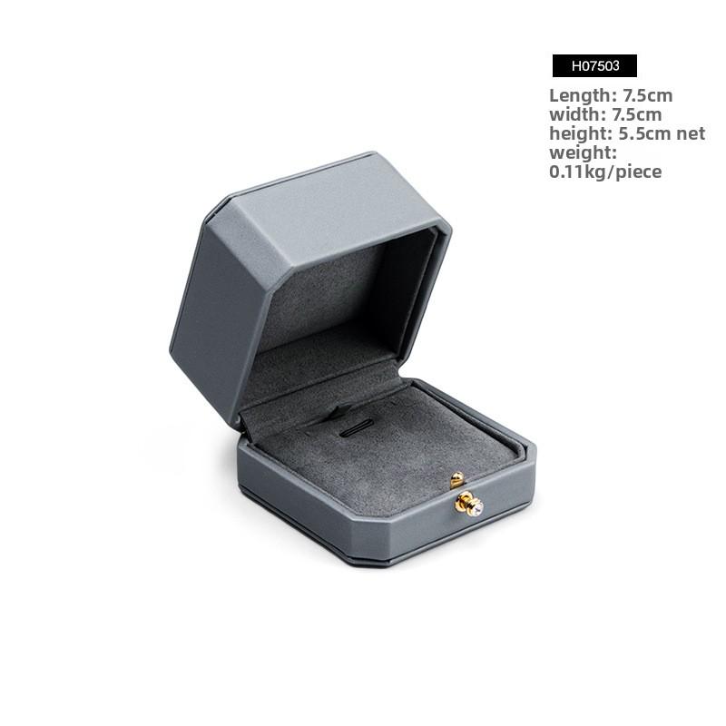 Light Luxury Leather Jewelry Box Light Gray Octagonal Jewelry Packaging Box .