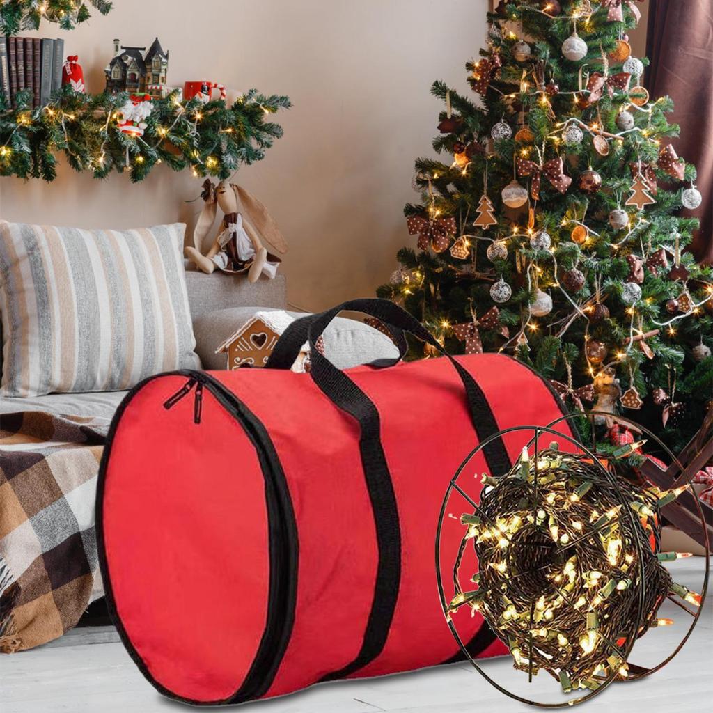 Christmas Lamp Storage Bag Round Oxford Cloth Christmas Lights Storage Holder Containers For Wrappers Extension Cords Wreaths