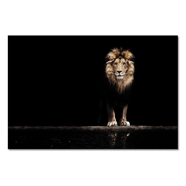 Modern Lion Family Wall Art Canvas Painting Print Posters Nature Animal Tiger Mural Pictures for Living Room Home Decoration