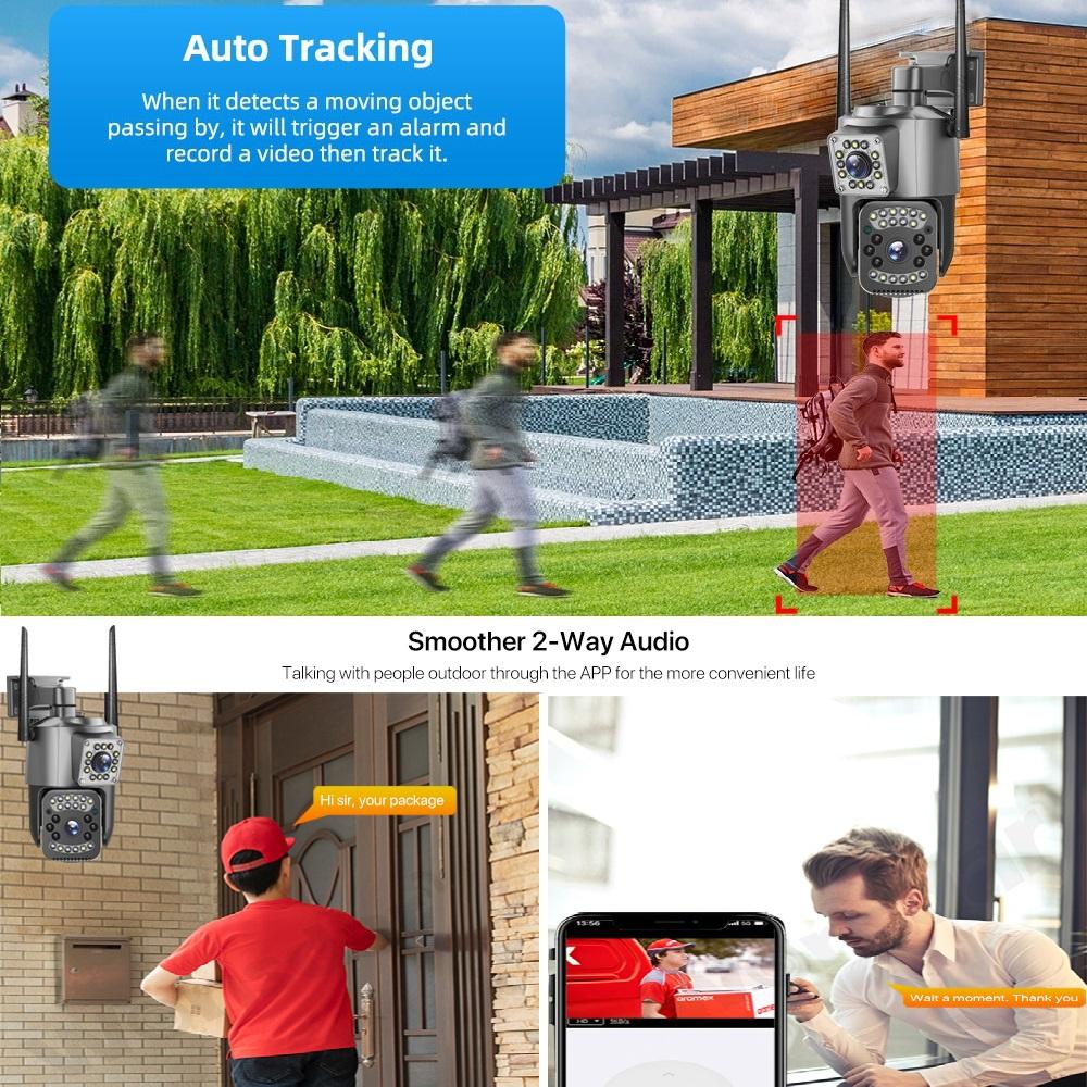 Wireless WIFI/4G Remote Waterproof Camera, Outdoor Home Intelligent High-definition Monitoring Camera, Dual Screen Monitor