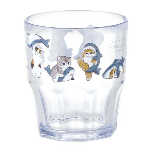 OSK mofusand Glass Tumbler, Blue, 300ml, Dishwasher Safe, Made in Japan, C-7