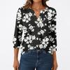 Women's Fashion Casual 3/4 Sleeve T-Shirt Prints V-Neck Button Top