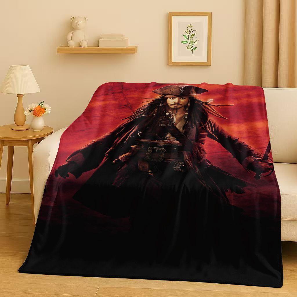 HD Sanrio Pirates of The Caribbean Jack Sparrow Johnny Depp Christmas Flannel Blanket,Soft Plush Throw for Home Bedroom Bed Sofa