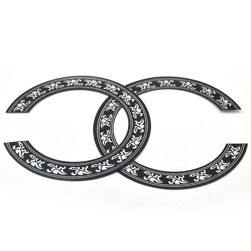 39-Zoll Klassische Gitarre Selbstklebender Schallloch-Aufkleber mit Coolem Muster - Schwarz