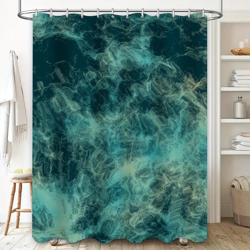 High Quality Digital Printed Shower Curtains Waterproof Bathroom Decor Modern Blue Green White Pattern Fabric Shower Screens 3D